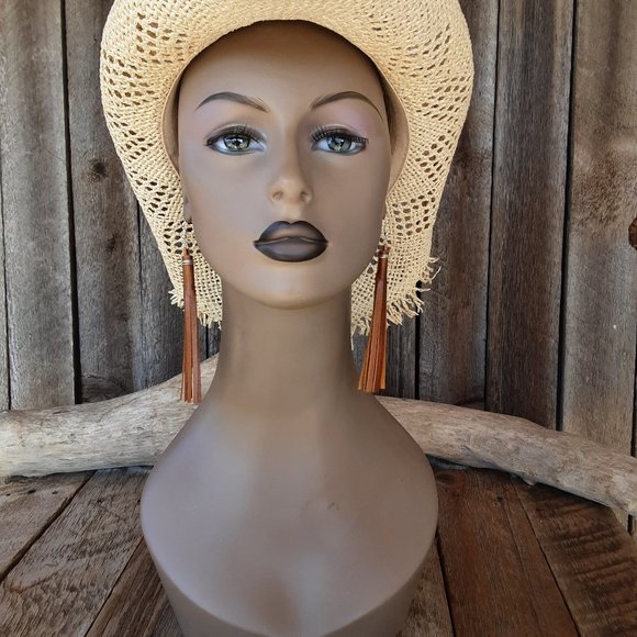 Handmade Leather Fringe Earrings - Picture 11 of 11